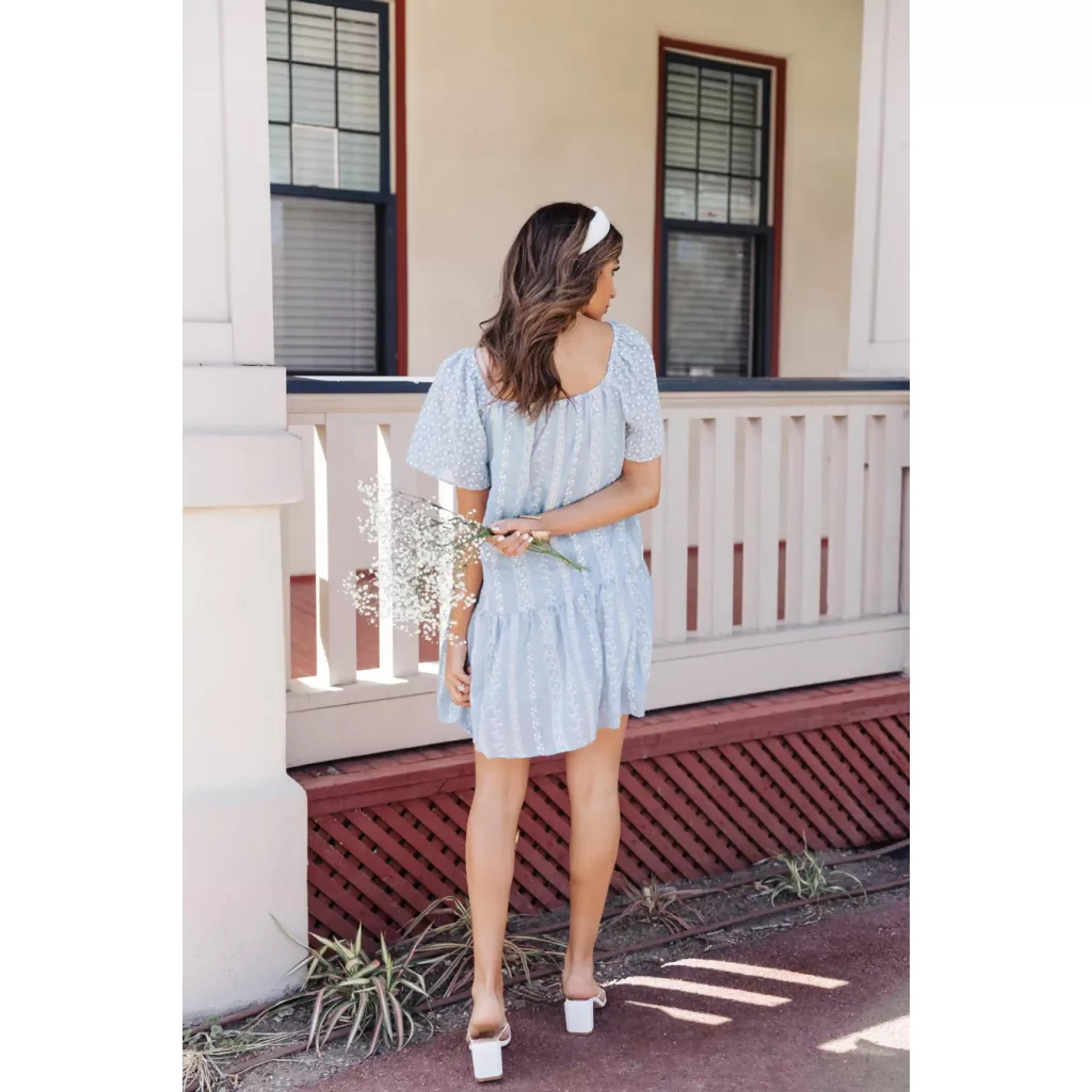 BRITTANY BLUE EMBROIDERED DRESS