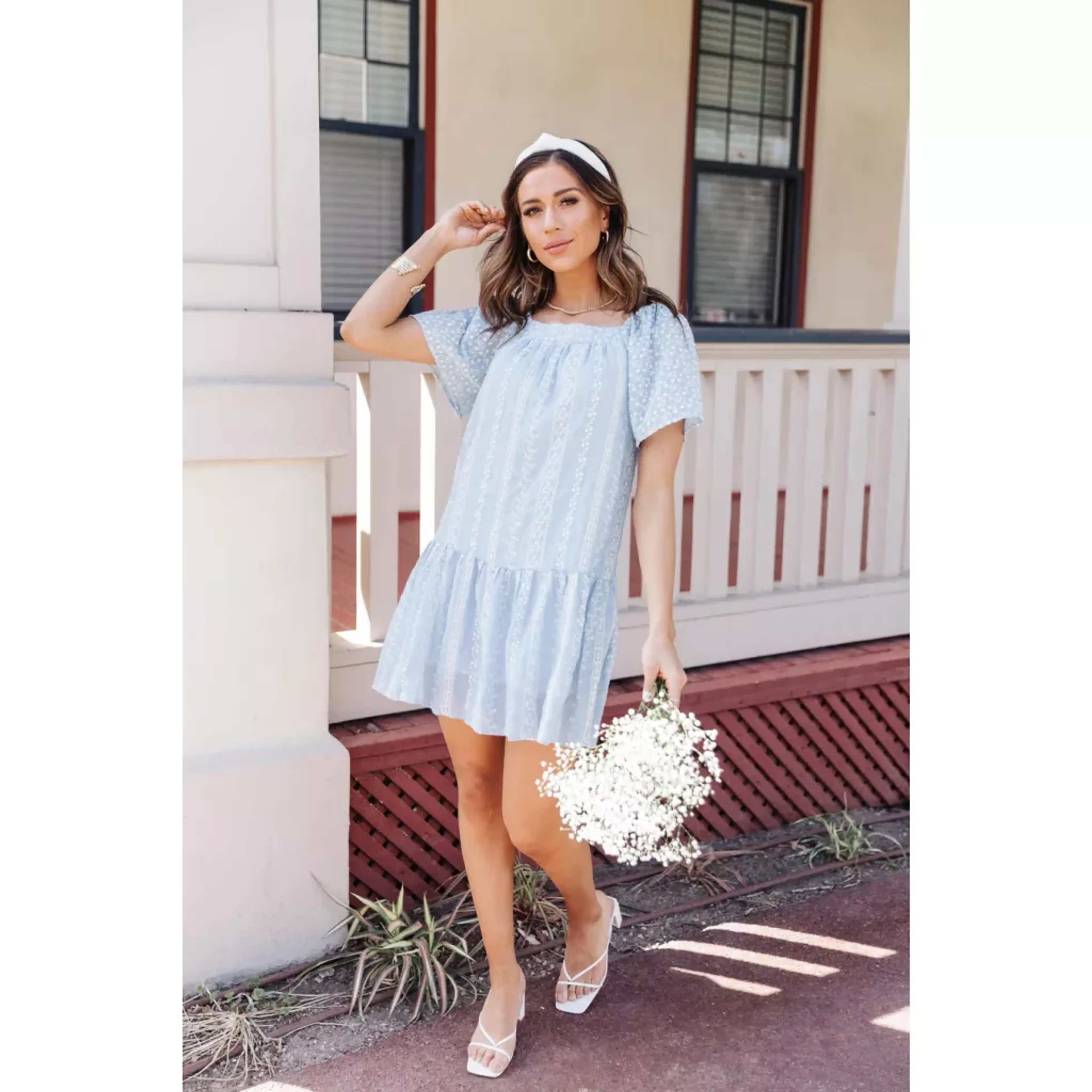 BRITTANY BLUE EMBROIDERED DRESS