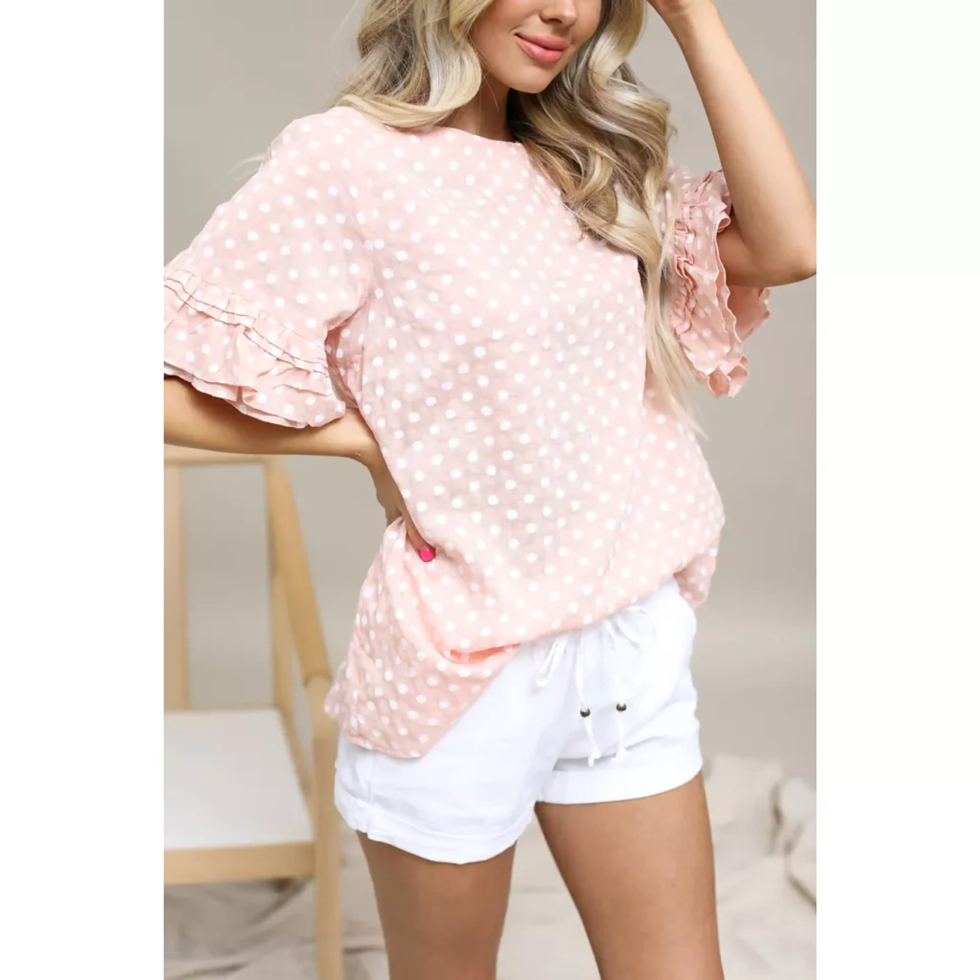 Polka Dot Ruffled Top