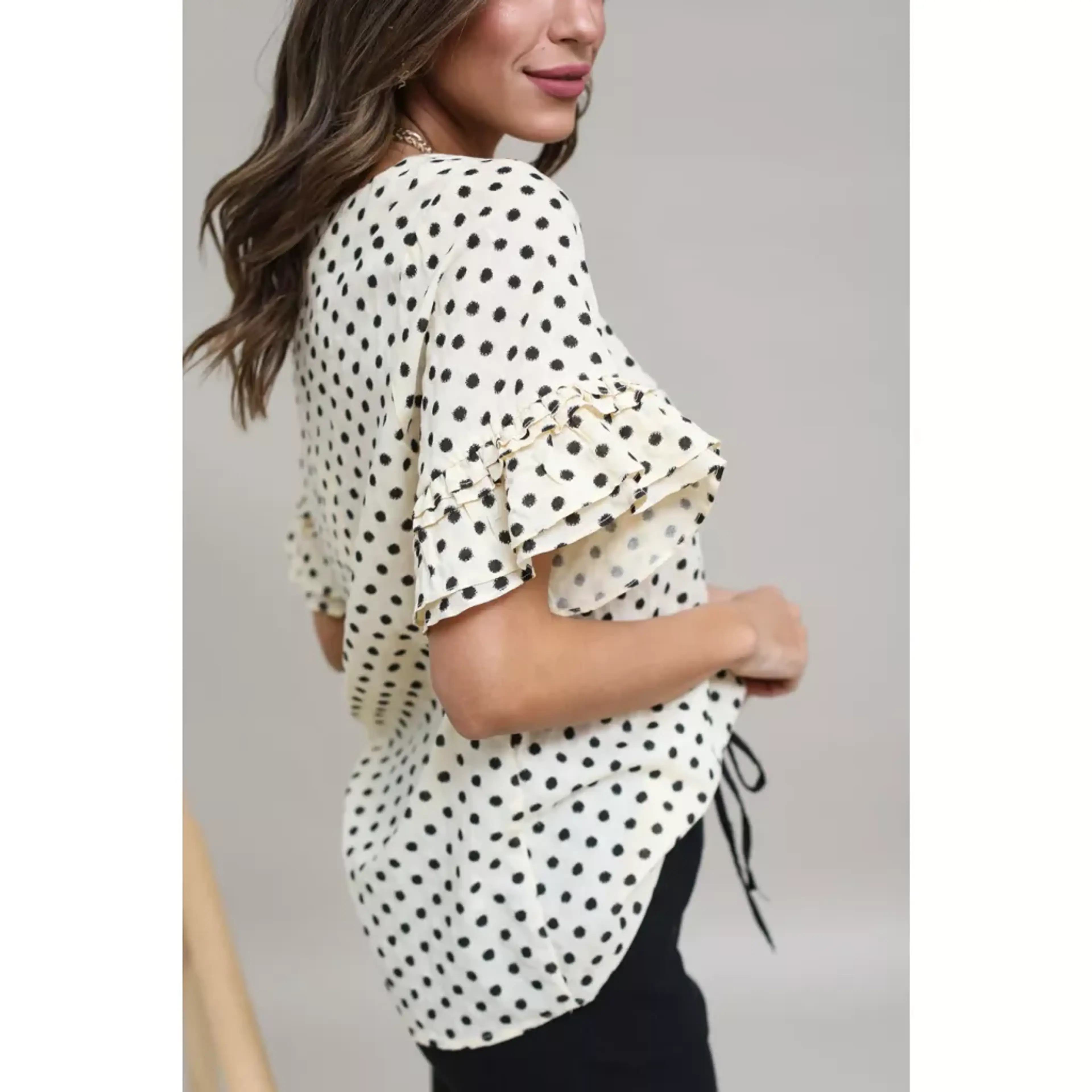 Polka Dot Ruffled Top