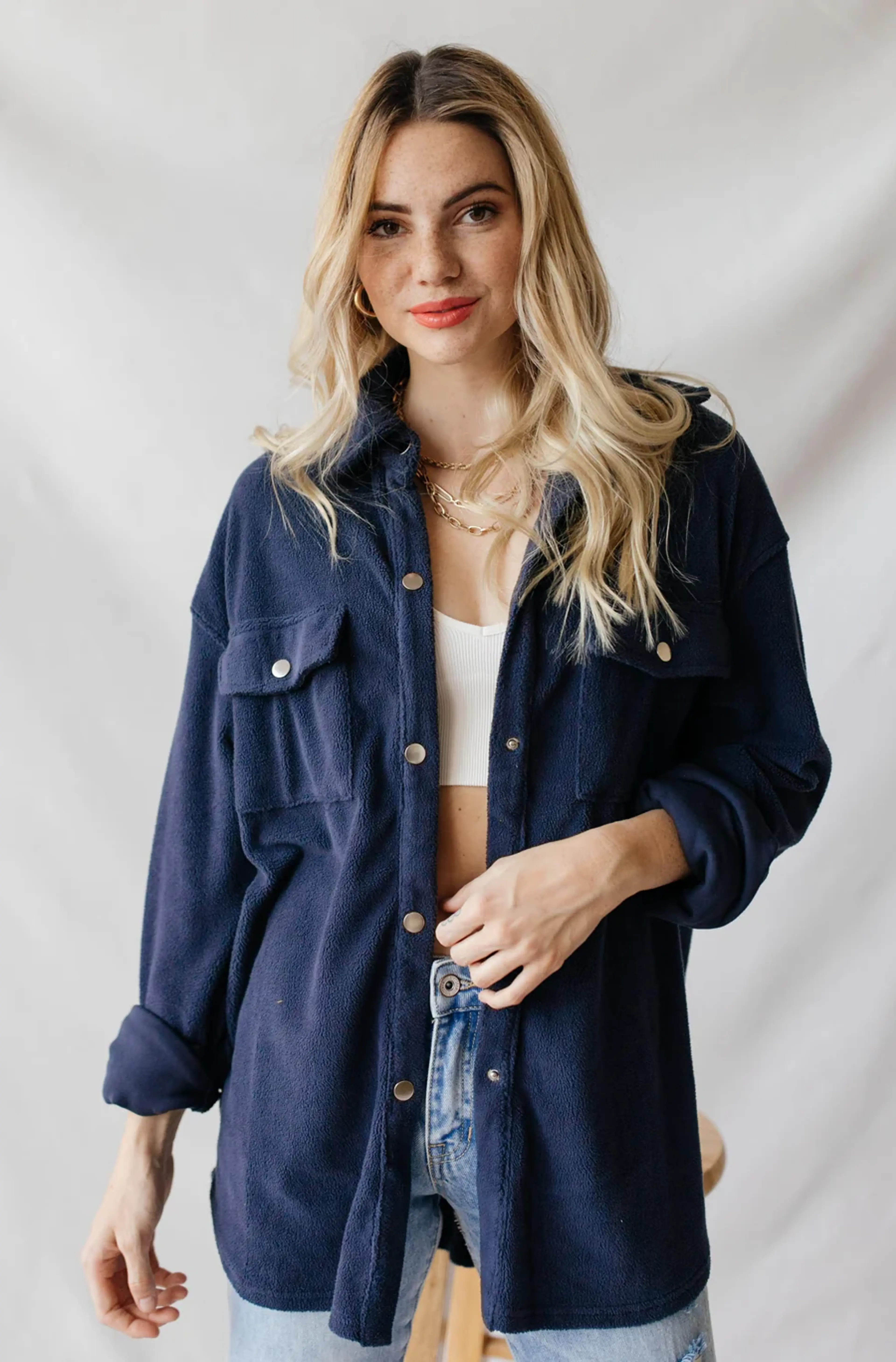 Soft Teddy Button Up Top