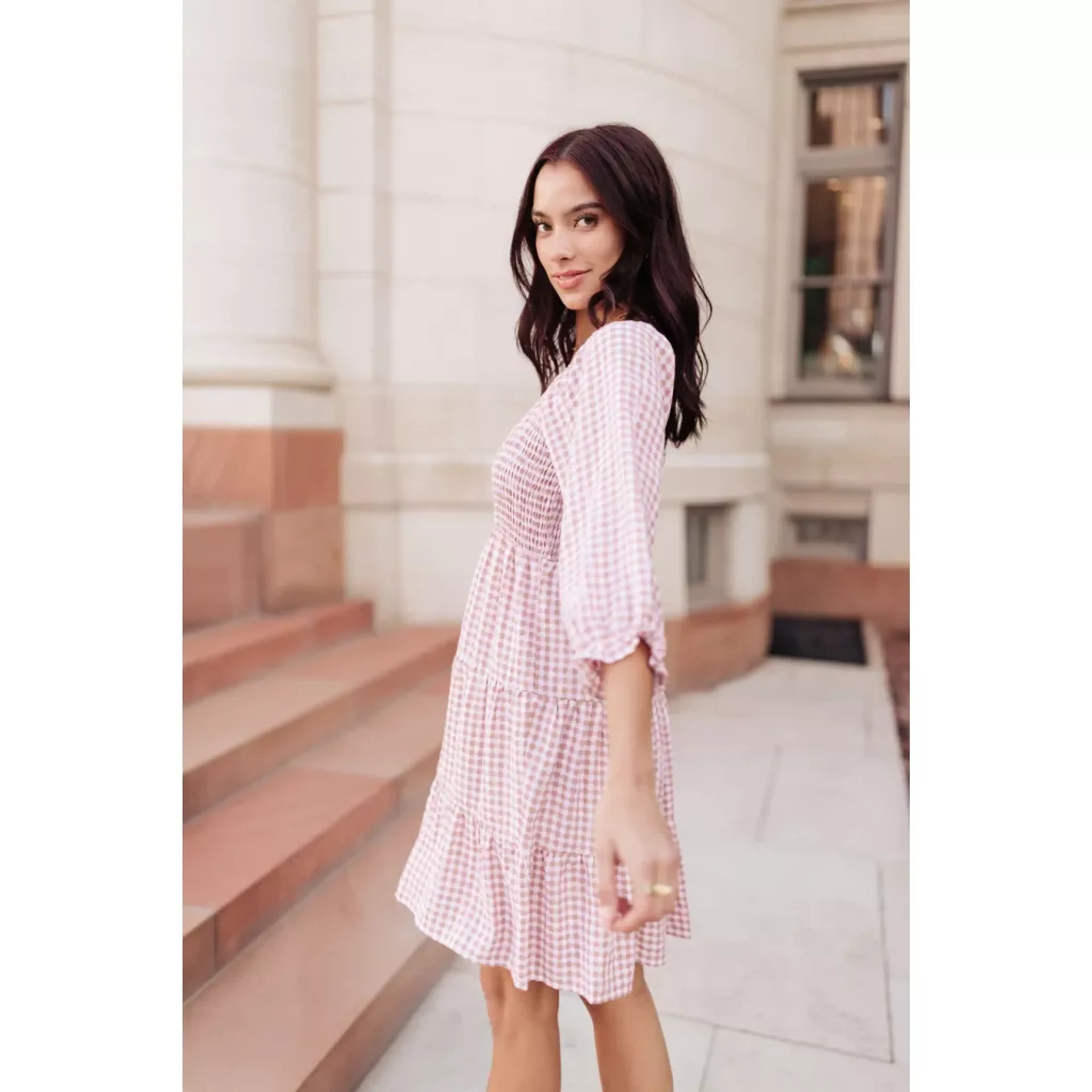 Willow Gingham Tiered Midi Dress