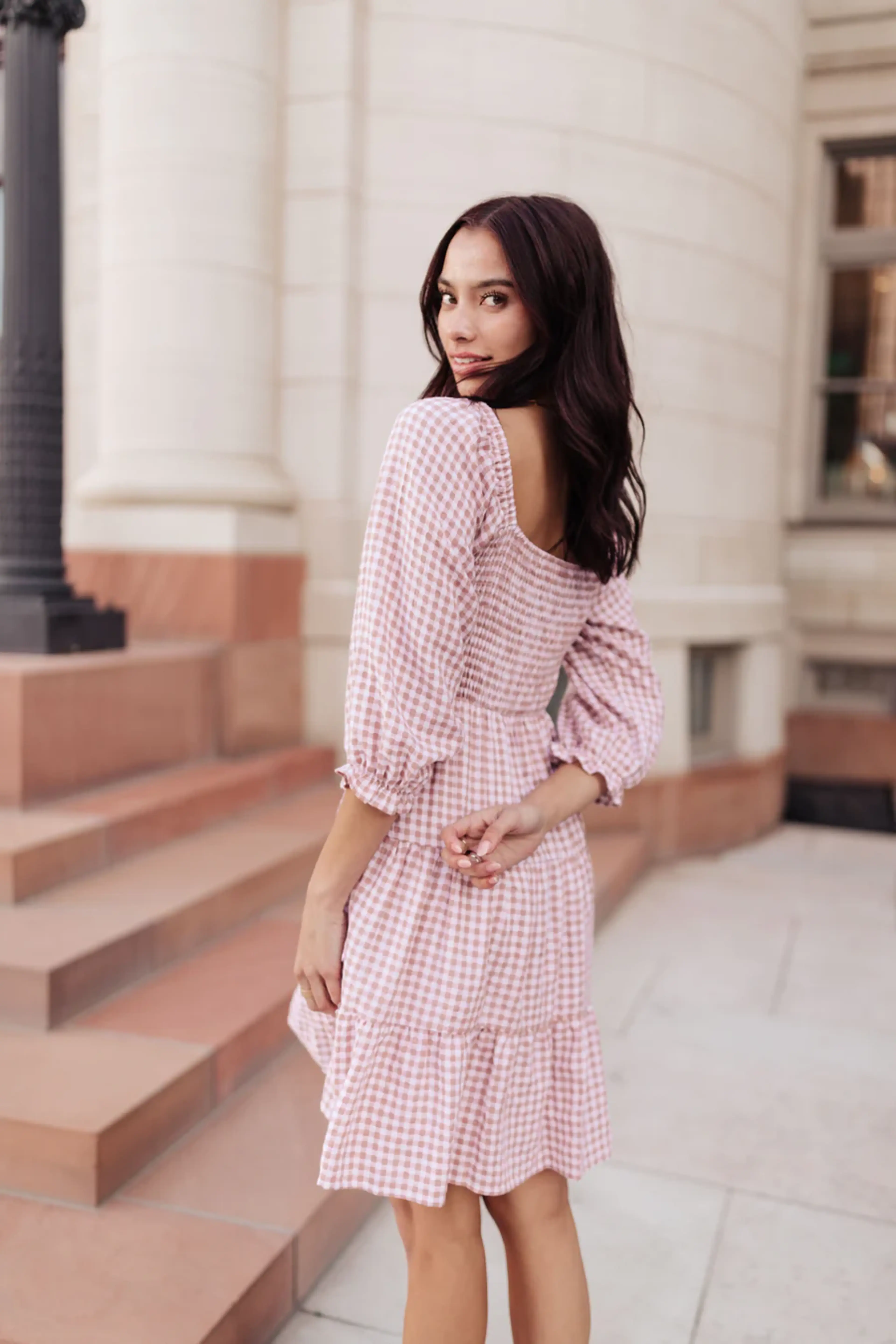 Willow Gingham Tiered Midi Dress